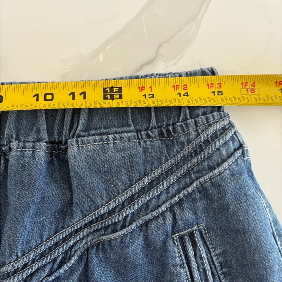 Ebossy Elegant Denim A-Line Maxi Skirt L pockets elastic waist - Picture 6 of 7